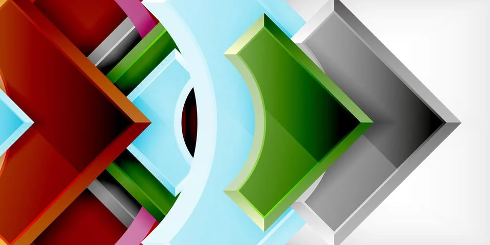 Square, arrow shapes with round elements Vector Illustration For Wallpaper Stock Illustration