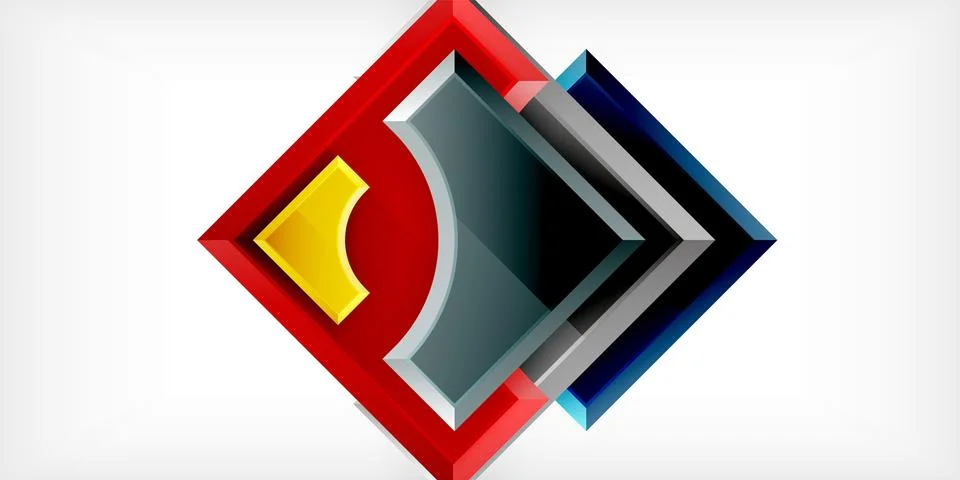 Square, arrow shapes with round elements Vector Illustration For Wallpaper Stock Illustration