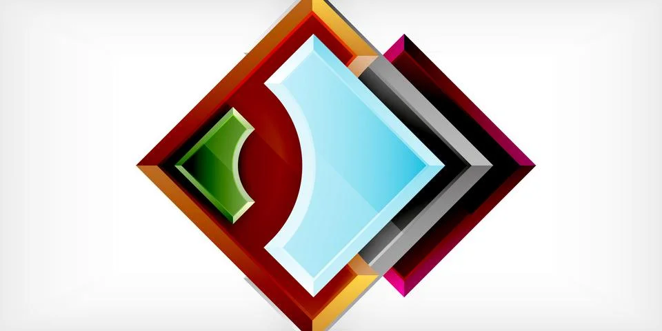 Square, arrow shapes with round elements Vector Illustration For Wallpaper Illustrazione stock