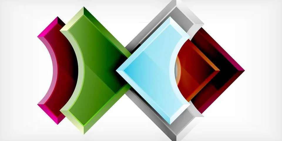 Square, arrow shapes with round elements Vector Illustration For Wallpaper Illustrazione stock