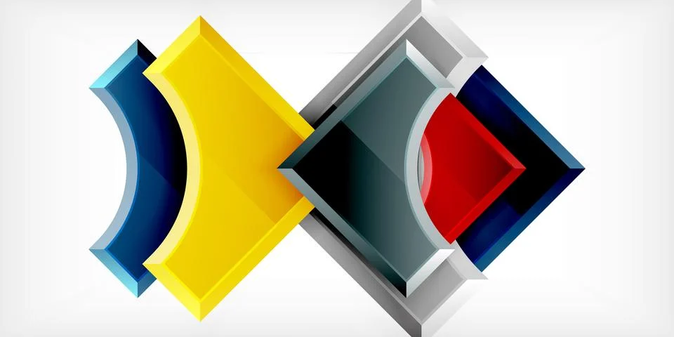 Square, arrow shapes with round elements Vector Illustration For Wallpaper Stock Illustration