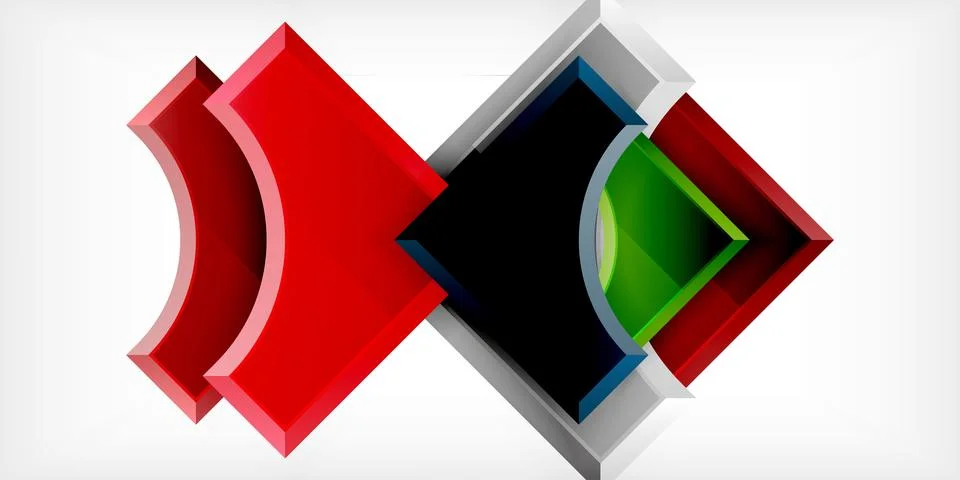 Square, arrow shapes with round elements Vector Illustration For Wallpaper,.. Illustrazione stock