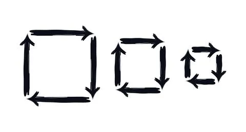 Square arrows in clockwise rotation bold thick stroke graphic element set Illustrazione stock
