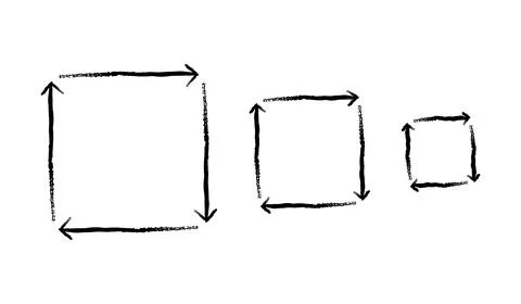 Square arrows in clockwise rotation grunge doodle design element set Illustrazione stock