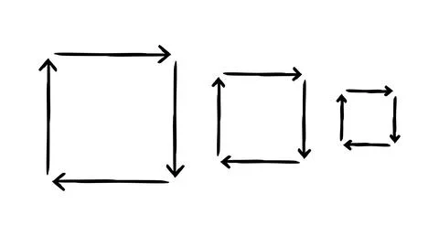 Square arrows in clockwise rotation hand-drawn sketch graphic element set Stock Illustration