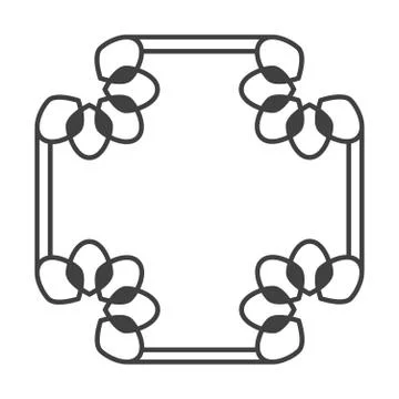 Square asian vector retro frame in black and white Ilustração Stock