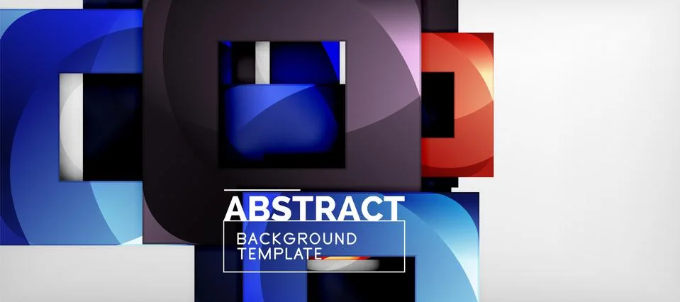 Square background, abstract squares on grey, business or techno template Illustrazione stock