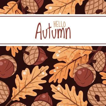 Square Background with Acorns in Flat Style for Card Design, Poster Layouts.. Illustrazione stock