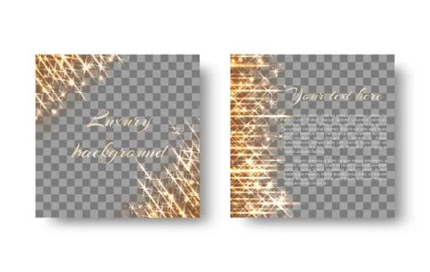 Square background with golden flashes Illustrazione stock