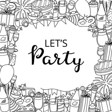 Square background with party elements. Stock Illustration