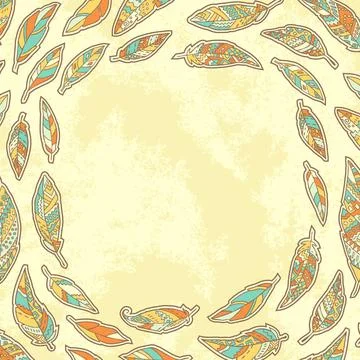 Square background with tribal feathers Square background with tribal feath... Foto stock