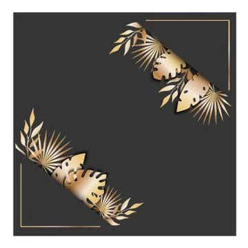 Square background with tropical leaves Stock Illustration