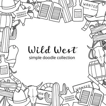 Square background with Wild West elements. Stock Illustration