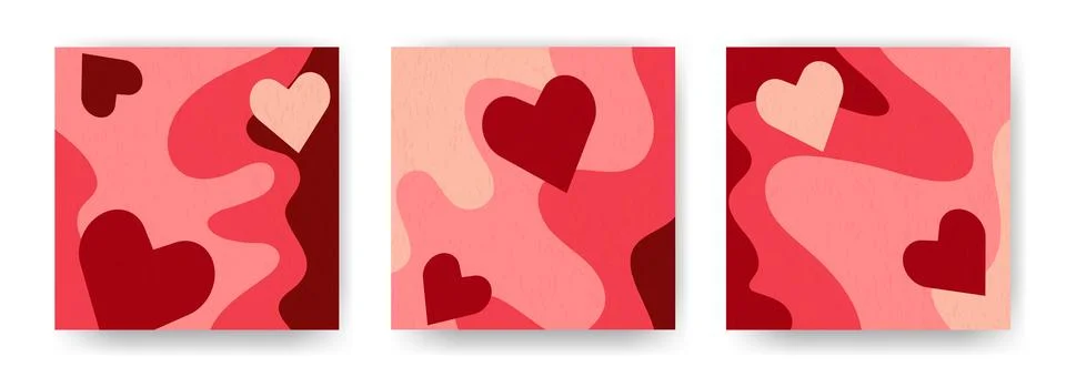 Square backgrounds with hearts vector graphics Stock Illustration