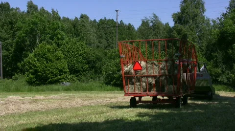 Square baling hay Stock Footage 486000