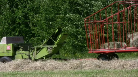 Square baling hay 스톡 동영상 486114