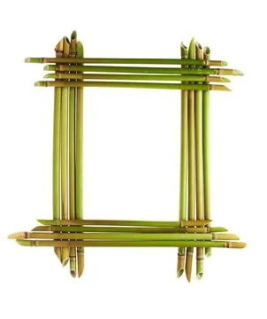 Square bamboo frame lattice structure isolated on white Stock Photos