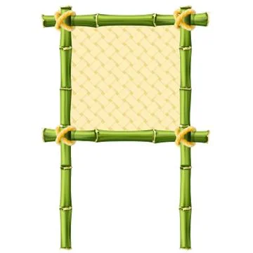 Square bamboo frame with wicker background - signboard Stock Illustration