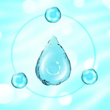 Square banner with 3d Illustration a drop of clean drinking water with three Stock Illustration
