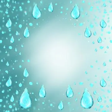 Square banner with 3d Illustration a drop of clean drinking water on frame with Stock Illustration