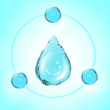 Square banner with 3d Illustration a drop of clean drinking water with three Stock Illustration