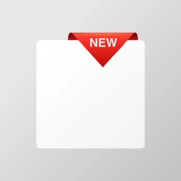 Square banner with corner ribbon template realistic vector illustration isolated Stock Illustration