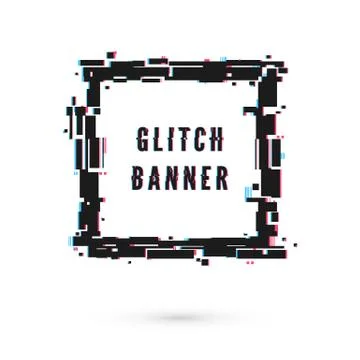 Square banner with distortion effect - Glitch. Digital technology modern post Stock Illustration