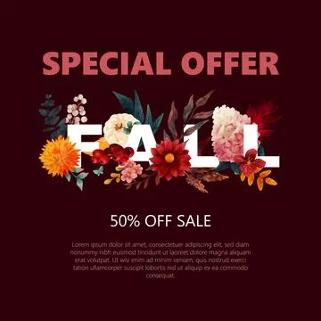 Square banner with fall elements, sale banne Stockillustratie