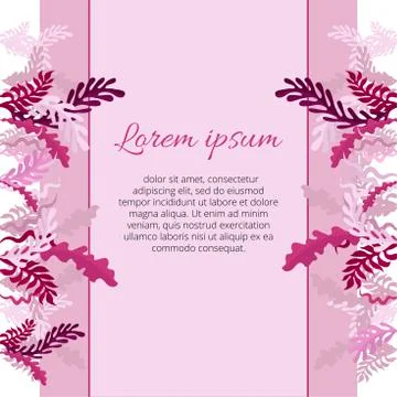 Square banner with floral pattern and place for your text. Vector isolated Illustrazione stock