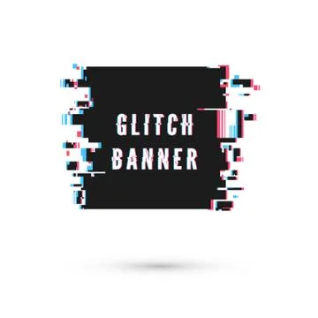 Square banner form in distorted glitch style. Vector illustration isolated on Stock Illustration