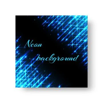 Square banner with neon light Stock Illustration