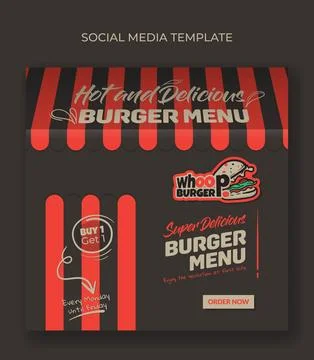 Square banner template in black background with text in classic street food.. Stock Illustration