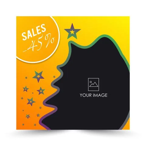 Square banner template. Suitable for social media posts and web ads on the Stock Illustration
