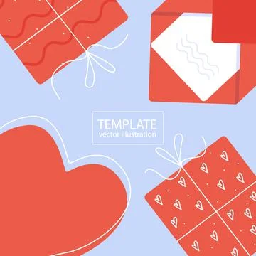 Square banner template. Vector greeting card, invitation. Valentine's day Stock Illustration