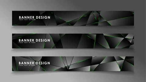Square banner vector collection . Black premium background with luxury dark p Illustrazione stock