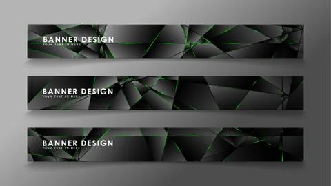 Square banner vector collection . Black premium background with luxury dark p Stock Illustration
