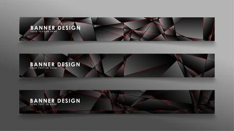 Square banner vector collection . Black premium background with luxury dark p Stock Illustration