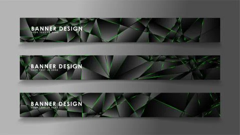 Square banner vector collection . Black premium background with luxury dark p Stock Illustration