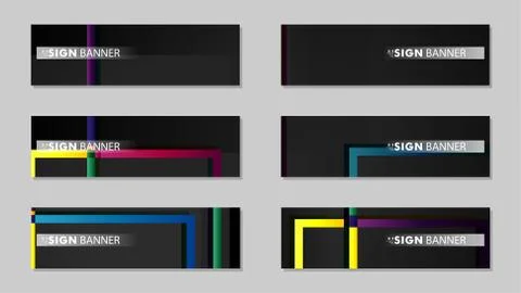 Square banner vector collection. colorful brights gradient Ilustración de archivo