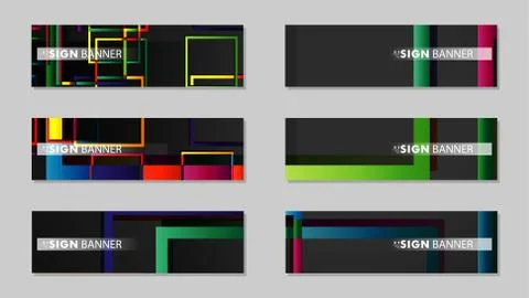 Square banner vector collection. colorful brights gradient Stock Illustration