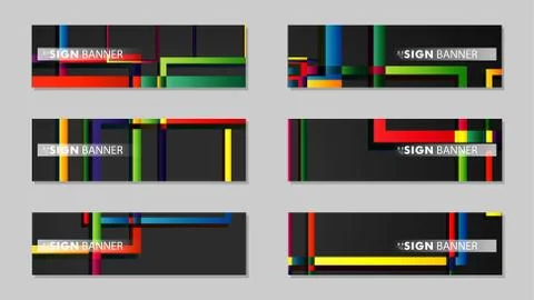 Square banner vector collection. colorful brights gradient Ilustración de archivo