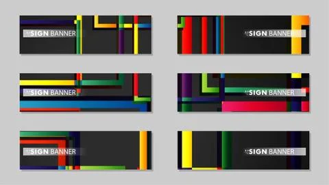 Square banner vector collection. colorful brights gradient Stock Illustration