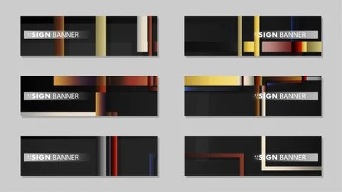 Square banner vector collection. stone and brick gradient color composition Stock Illustration