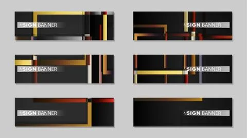 Square banner vector collection. stone and brick gradient color composition Stock Illustration