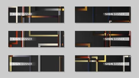 Square banner vector collection. stone and brick gradient color composition Stock Illustration