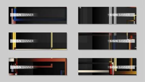 Square banner vector collection. stone and brick gradient color composition Stock Illustration