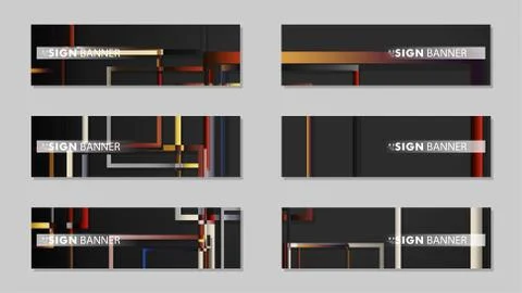 Square banner vector collection. stone and brick gradient color composition Illustrazione stock