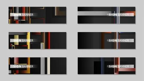 Square banner vector collection. stone and brick gradient color composition Stock Illustration