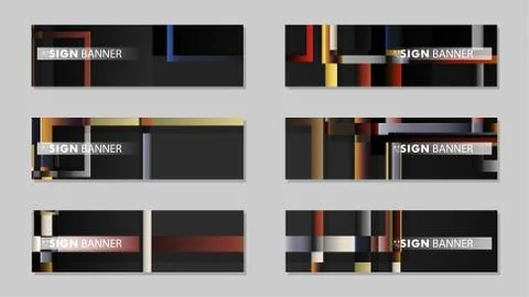 Square banner vector collection. stone and brick gradient color composition Illustrazione stock