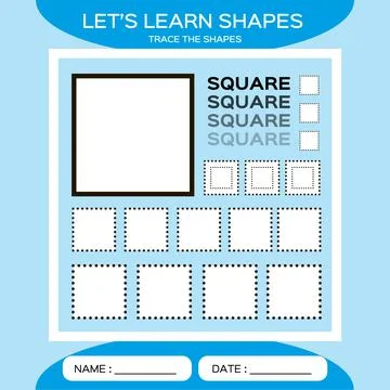 Square. Basic geometric shapes. Elements for children. Learn Shapes. Handwriting Stock Illustration